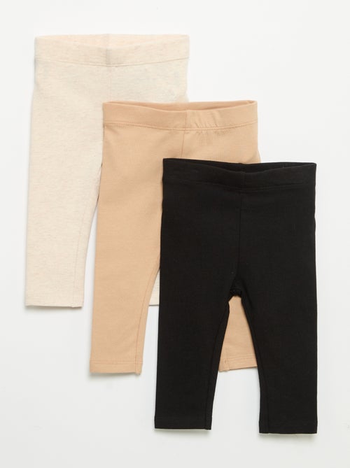 Set di 3 leggings in jersey a tinta unita - Kiabi