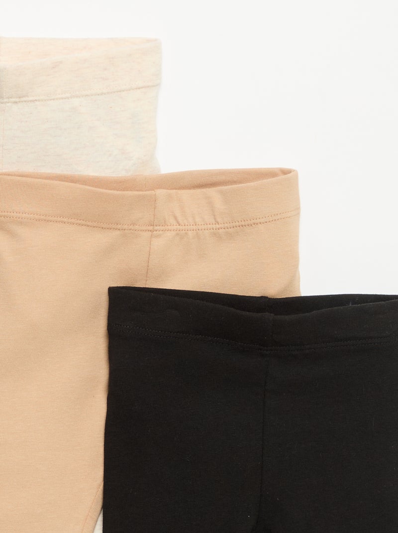 Set di 3 leggings in jersey a tinta unita Nero - Kiabi