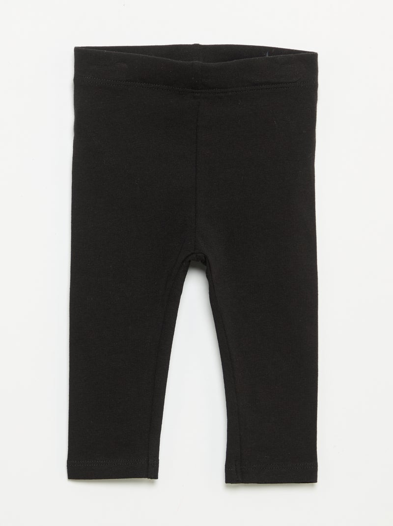 Set di 3 leggings in jersey a tinta unita Nero - Kiabi