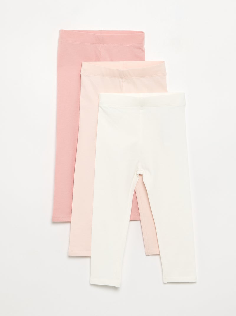 Set di 3 leggings in jersey a tinta unita Rosa - Kiabi
