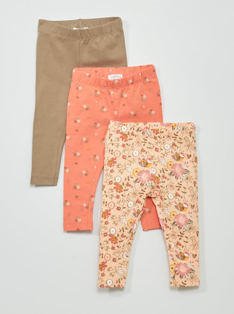 Set di 3 leggings rosa/kaki - Kiabi