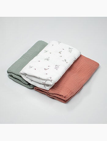Set di 3 lenzuolini con angoli per culla in mussola di cotone, melody | sevira kids | sevira kids