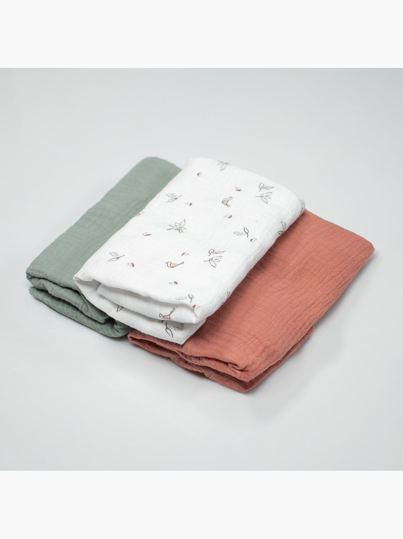 Set di 3 lenzuolini con angoli per culla in mussola di cotone, melody | sevira kids | sevira kids Marrone - Kiabi