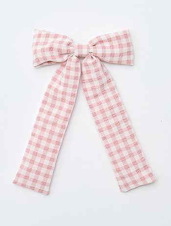 Set di 3 mollette a coccodrillo con fiocco fantasia e nastro