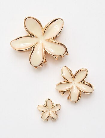 Set di 3 mollette a forma di fiore dorato