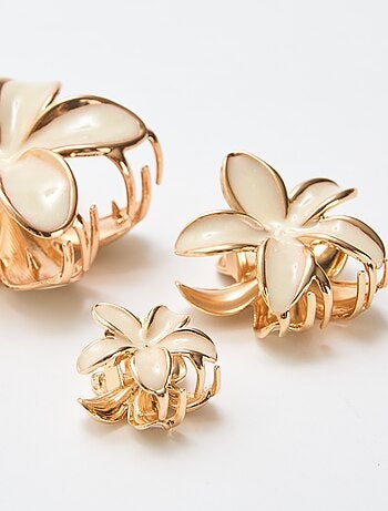 Set di 3 mollette a forma di fiore dorato