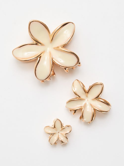 Set di 3 mollette a forma di fiore dorato - Kiabi