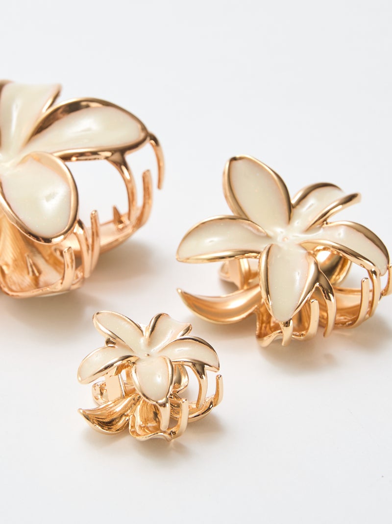 Set di 3 mollette a forma di fiore dorato Beige - Kiabi