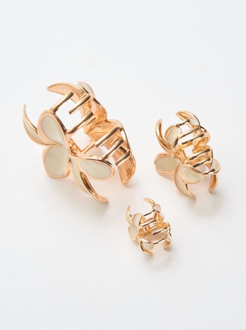 Set di 3 mollette a forma di fiore dorato - Kiabi