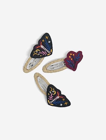 Set di 3 mollette clic clac 'farfalle e design fantasia'