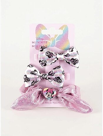 Set di 3 mollette per capelli fiocco in resina minnie disney