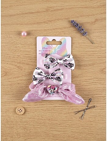 Set di 3 mollette per capelli fiocco in resina minnie disney