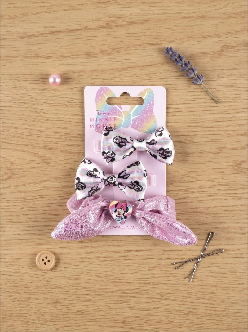 Set di 3 mollette per capelli fiocco in resina minnie disney Rosa - Kiabi