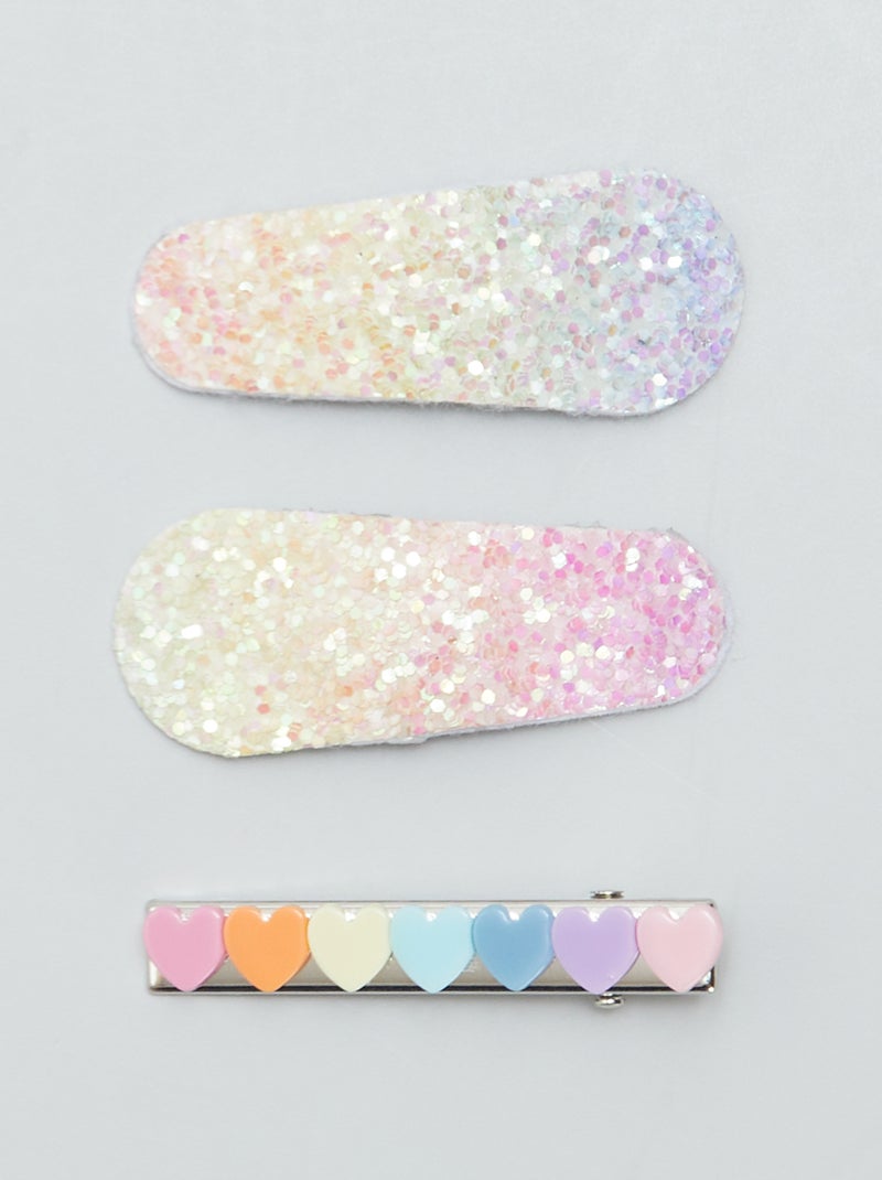 Set di 3 mollette per capelli ROSA - Kiabi