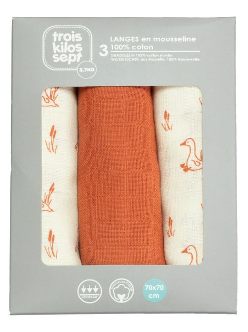 Set di 3 mussole 70x70 - Kiabi Set di 3 mussole 70x70 - Kiabi