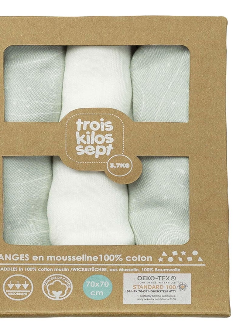 Set di 3 mussole OEKO-TEX® STANDARD 100 Verde - Kiabi