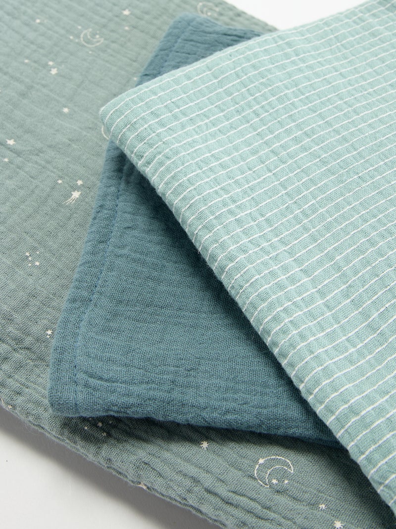Set di 3 mussoline in garza di cotone Blu - Kiabi