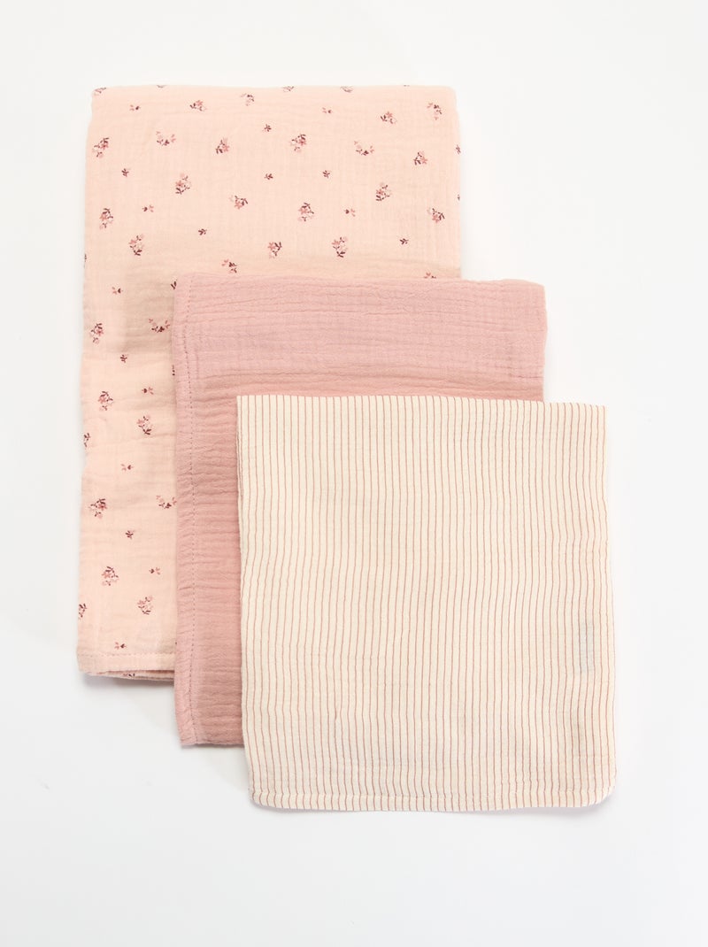 Set di 3 mussoline in garza di cotone Rosa - Kiabi