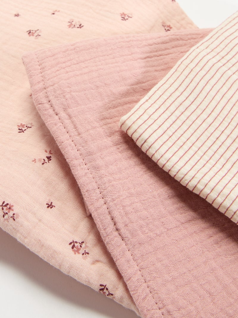 Set di 3 mussoline in garza di cotone Rosa - Kiabi