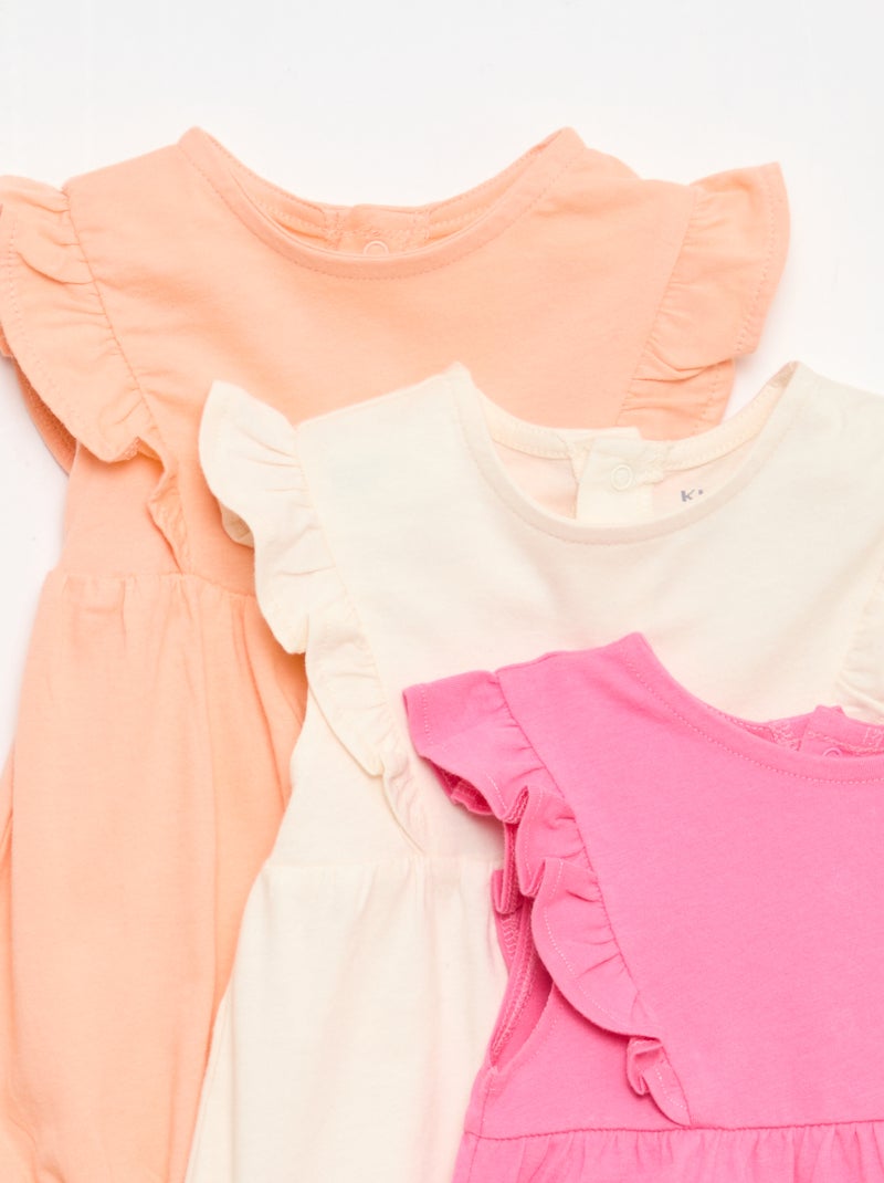 Set di 3 pagliaccetti tinta unita e con volant Arancione - Kiabi