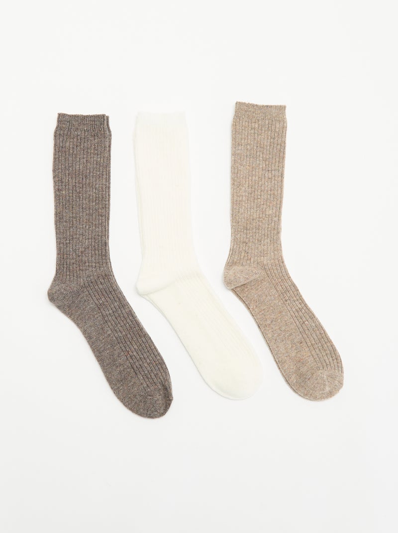 Set di 3 paia di calze calde Beige - Kiabi