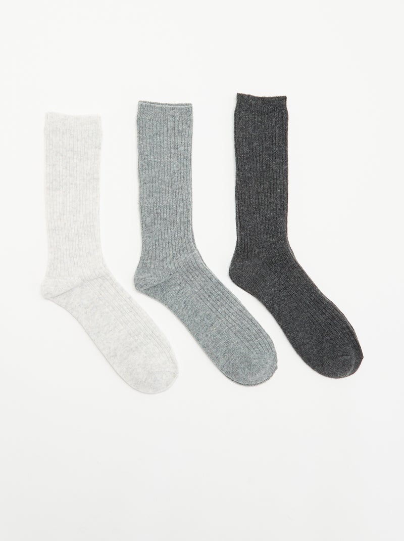 Set di 3 paia di calze calde Grigio - Kiabi