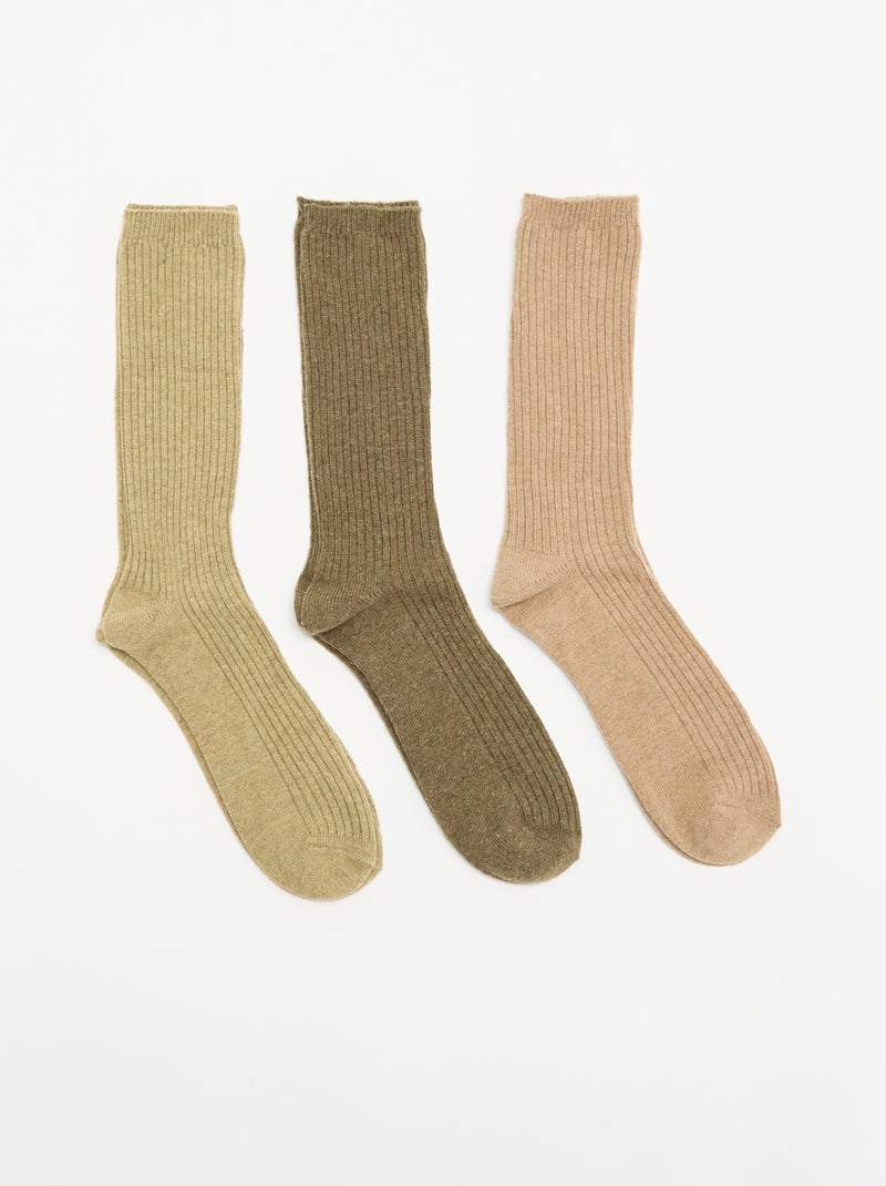 Set di 3 paia di calze calde Verde - Kiabi
