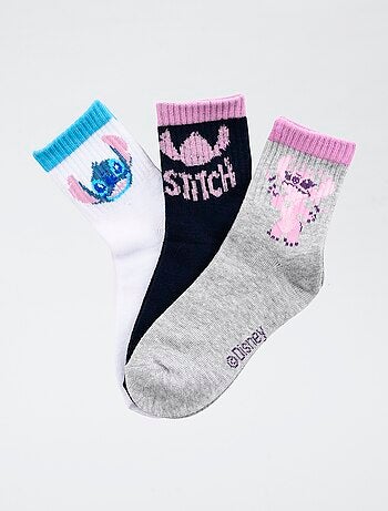 Set di 3 paia di calze 'Disney' 'Stitch' in cotone