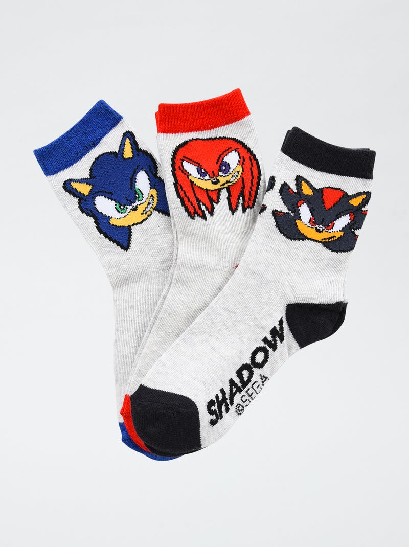 Set di 3 paia di calze 'Sonic' in cotone Nero - Kiabi
