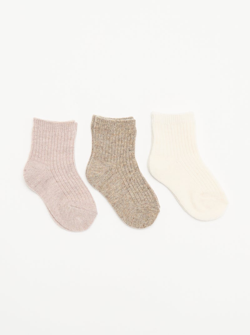 Set di 3 paia di calzini a costine Rosa - Kiabi