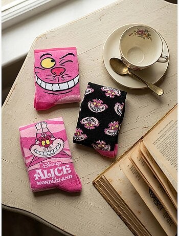 Set di 3 paia di calzini alice au pays des merveilles disney