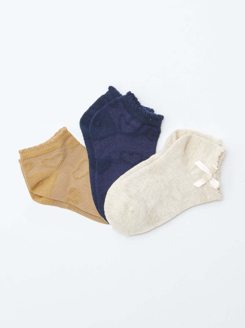 Set di 3 paia di calzini alla caviglia in maglia fantasia Blu - Kiabi