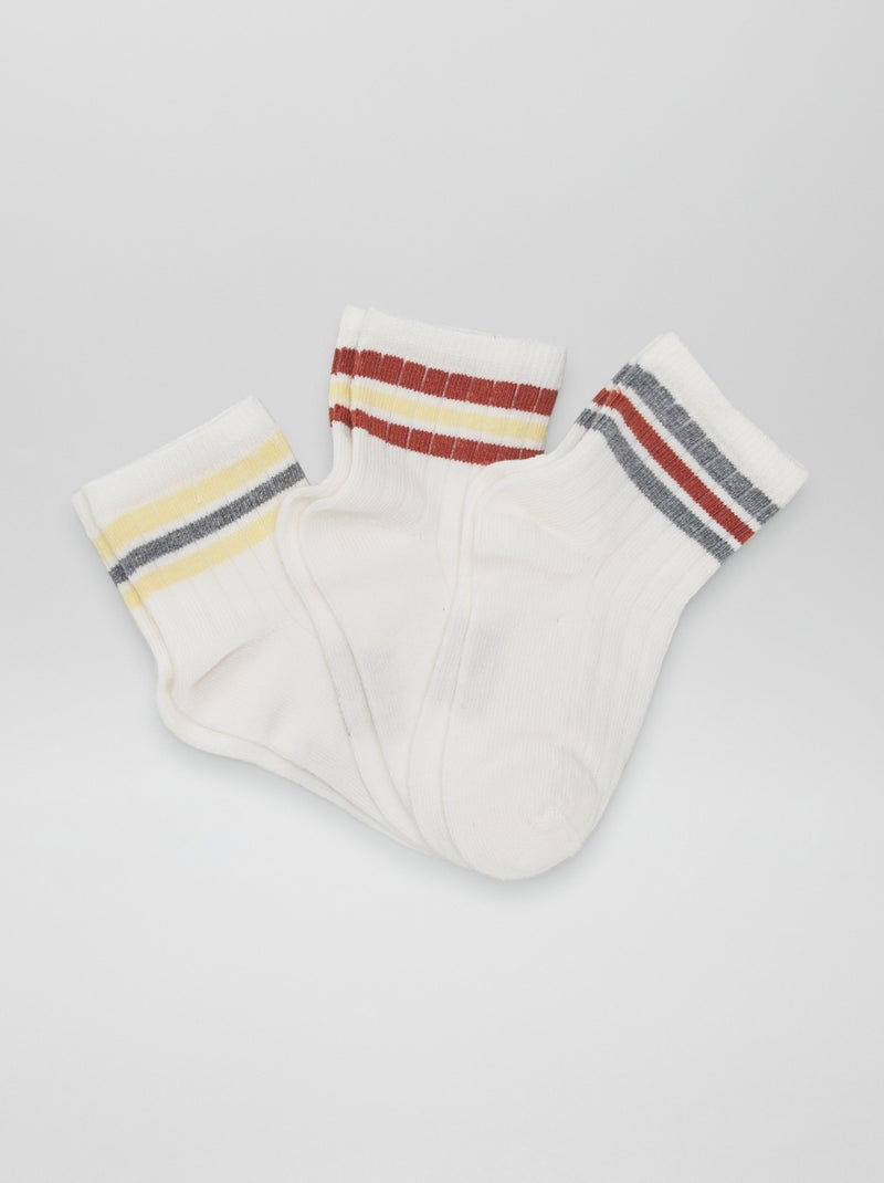 Set di 3 paia di calzini con bande a contrasto BIANCO - Kiabi
