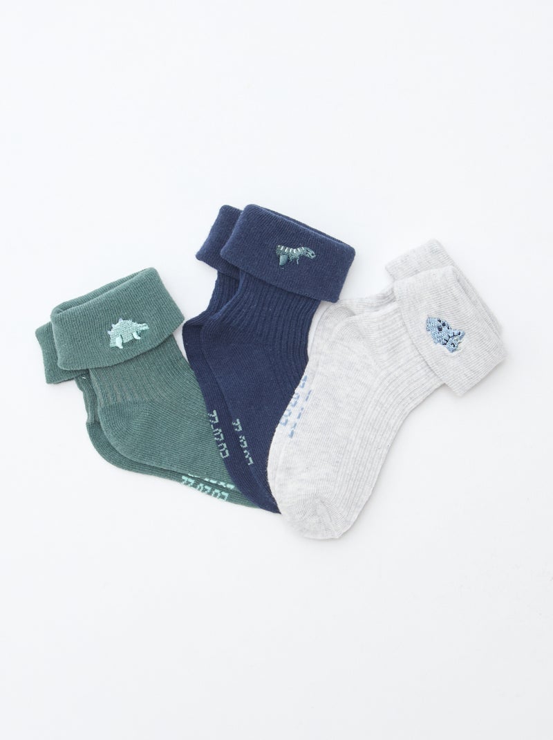 Set di 3 paia di calzini con dettaglio ricamato Verde - Kiabi