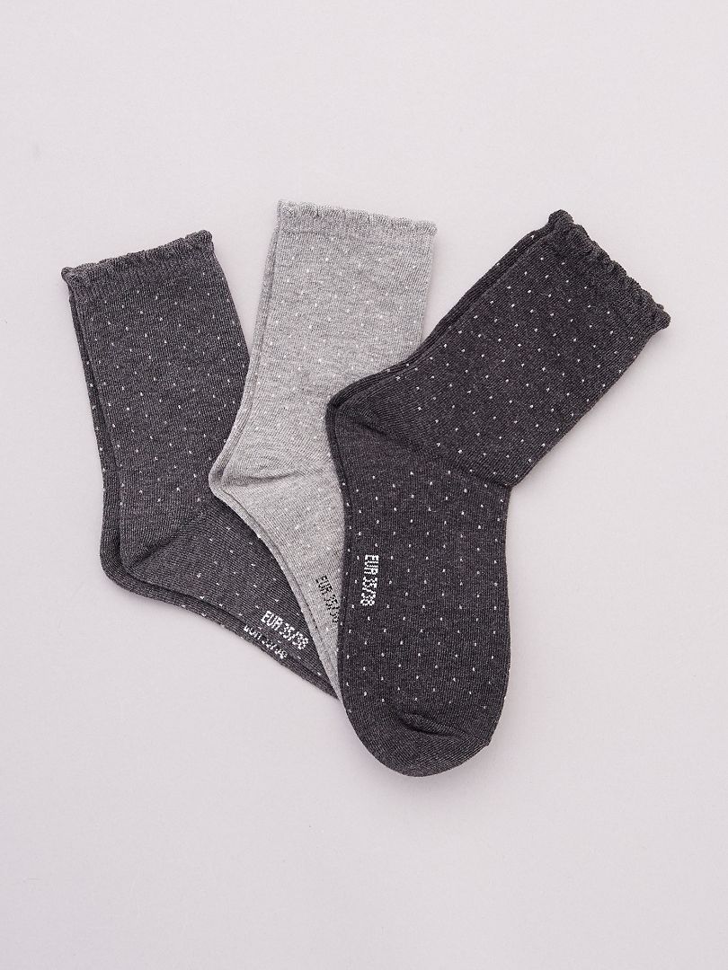 Set di 3 paia di calzini con motivi grigio - Kiabi