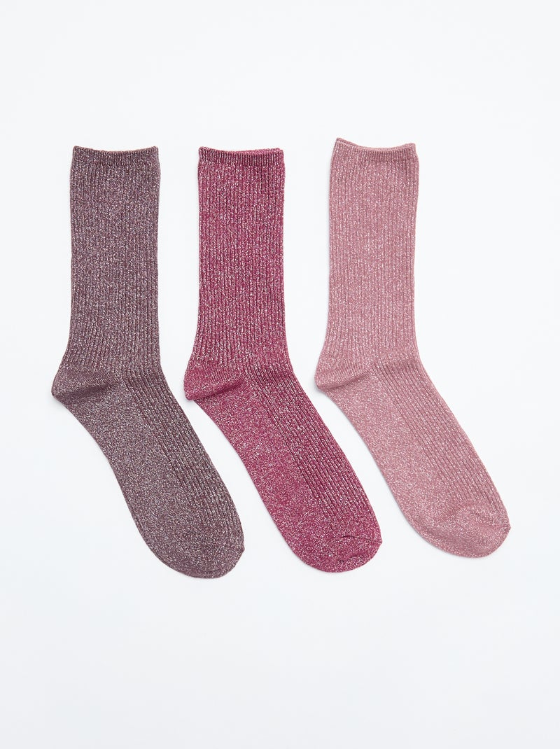 Set di 3 paia di calzini con paillettes Rosa - Kiabi