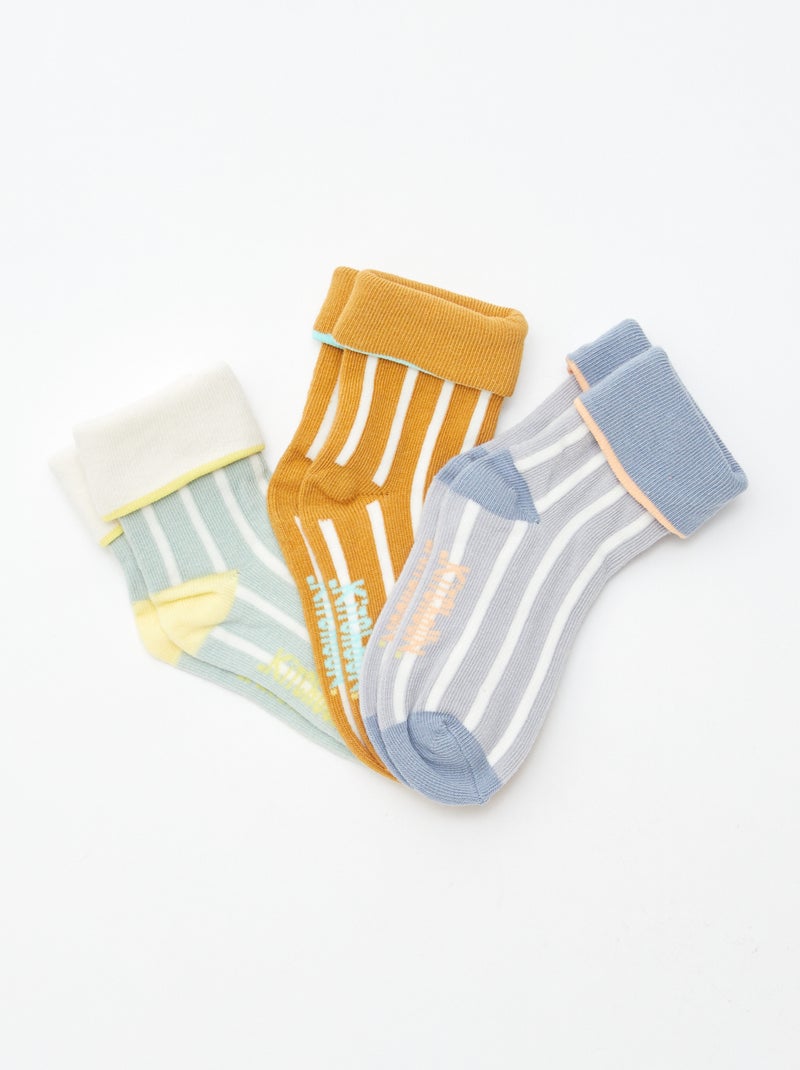 Set di 3 paia di calzini con risvolto Giallo - Kiabi