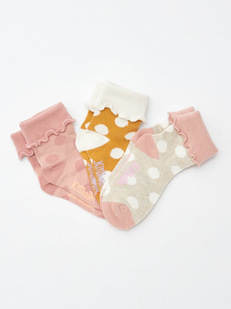 Set di 3 paia di calzini con risvolto Rosa - Kiabi
