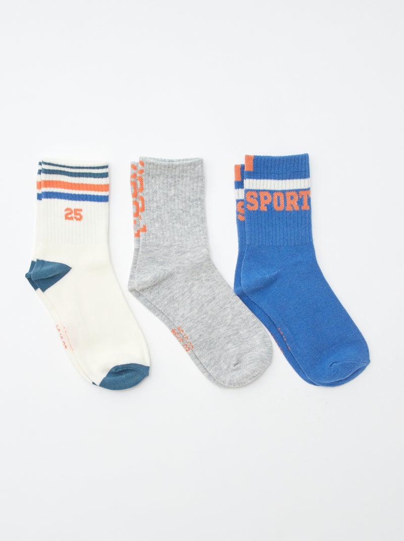 Set di 3 paia di calzini da tennis Blu - Kiabi
