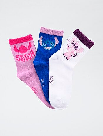 Set di 3 paia di calze 'Disney' 'Stitch' in cotone