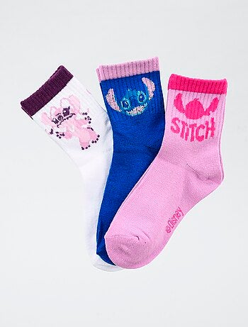 Set di 3 paia di calze 'Disney' 'Stitch' in cotone