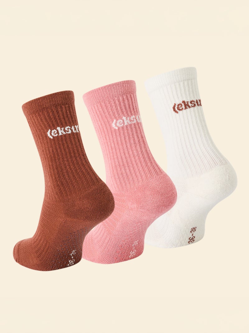 Set di 3 paia di calzini (ekstract) antiscivolo in cotone Marrone - Kiabi