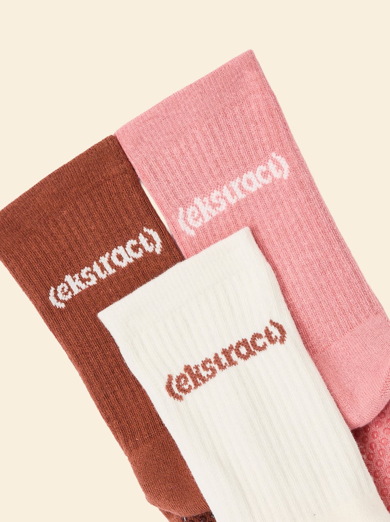 Set di 3 paia di calzini (ekstract) antiscivolo in cotone Marrone - Kiabi