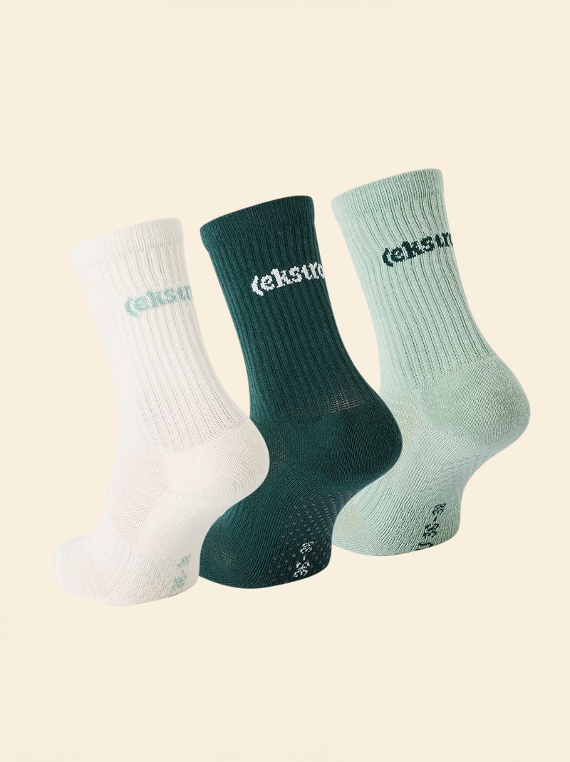 Set di 3 paia di calzini (ekstract) antiscivolo in cotone Verde - Kiabi