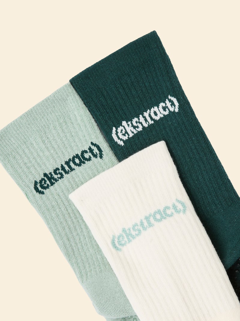 Set di 3 paia di calzini (ekstract) antiscivolo in cotone Verde - Kiabi