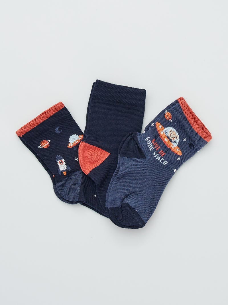 Set di 3 paia di calzini fantasia grigio rosso - Kiabi