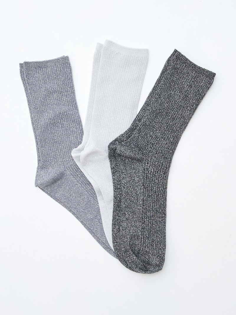 Set di 3 paia di calzini fantasia in cotone Grigio - Kiabi