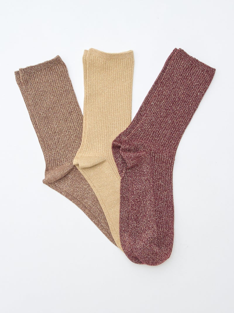 Set di 3 paia di calzini fantasia in cotone Marrone - Kiabi