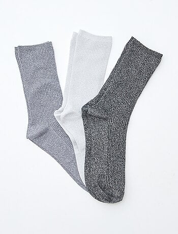 Set di 3 paia di calzini in cotone con paillettes