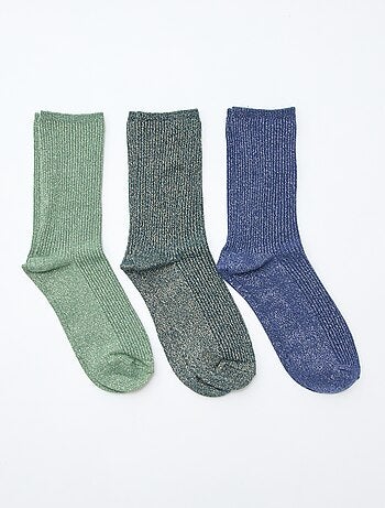 Set di 3 paia di calzini in cotone con paillettes